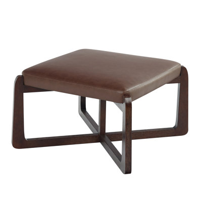 24" Wide Faux Leather Upholstered Square Ottoman