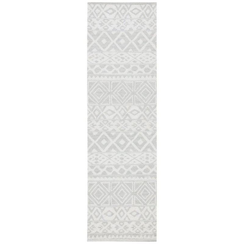 Jahiem Hand-Tufted Wool Gray Area Rug, Runner 2'3" x 8'