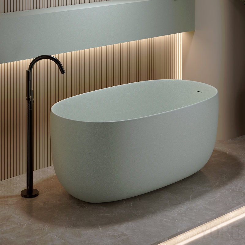Baignoire de trempage autoportante en résine 51 po à surface solide avec trop-plein et bonde escamotable 51 po