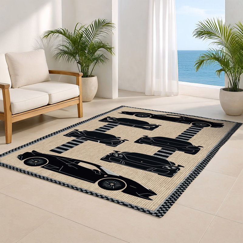 Tapis intérieur et extérieur beige Transport, Rectangulaire 2 pi x 3 pi