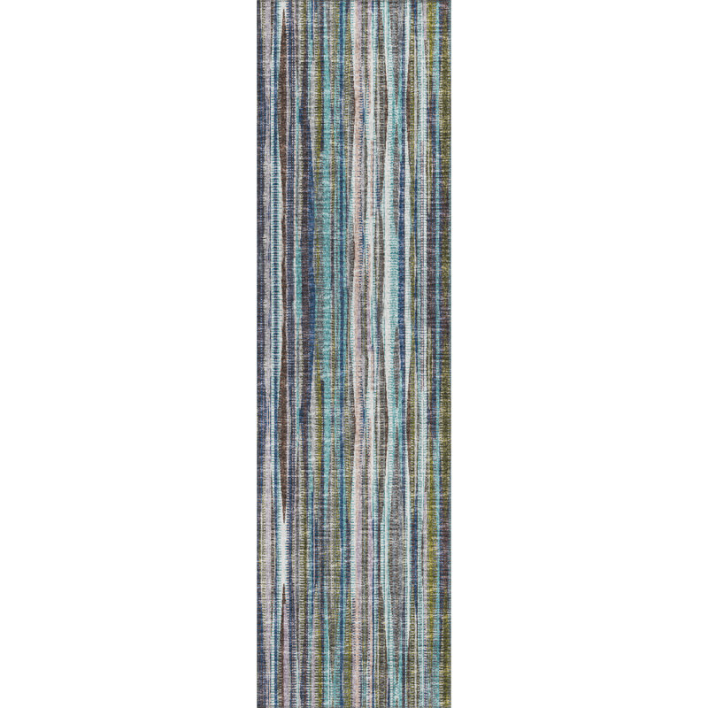 Honorine Chenille Washable Striped Indoor / Outdoor Rug
