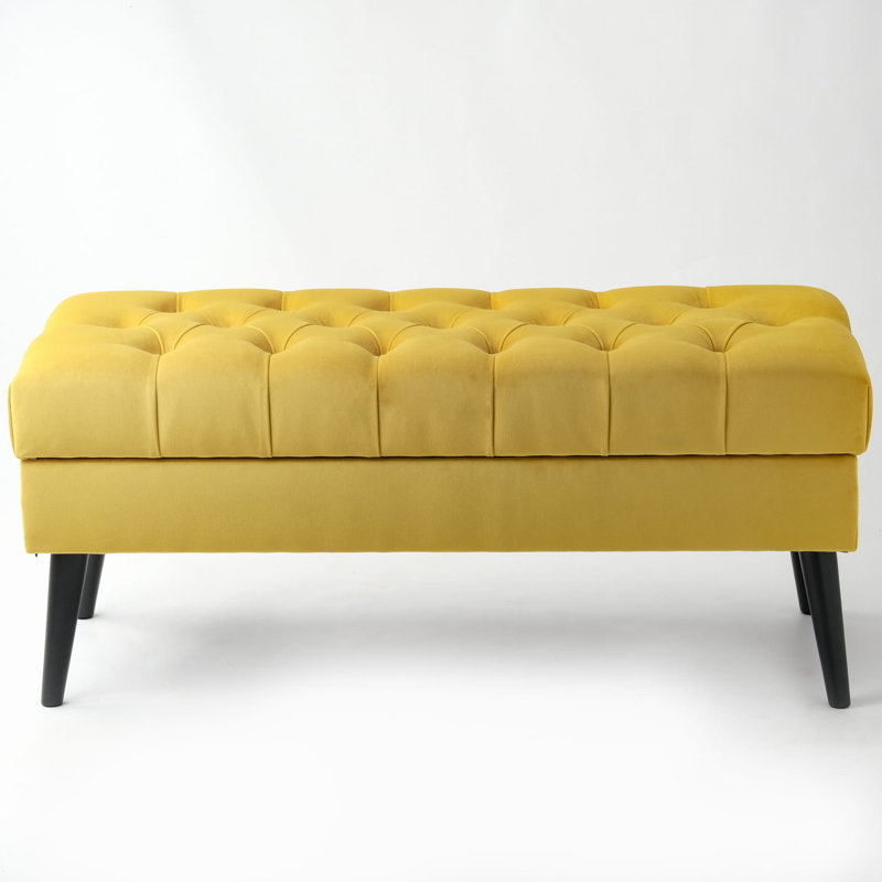 Rothsville Solid Wood Accent Stool, Yellow