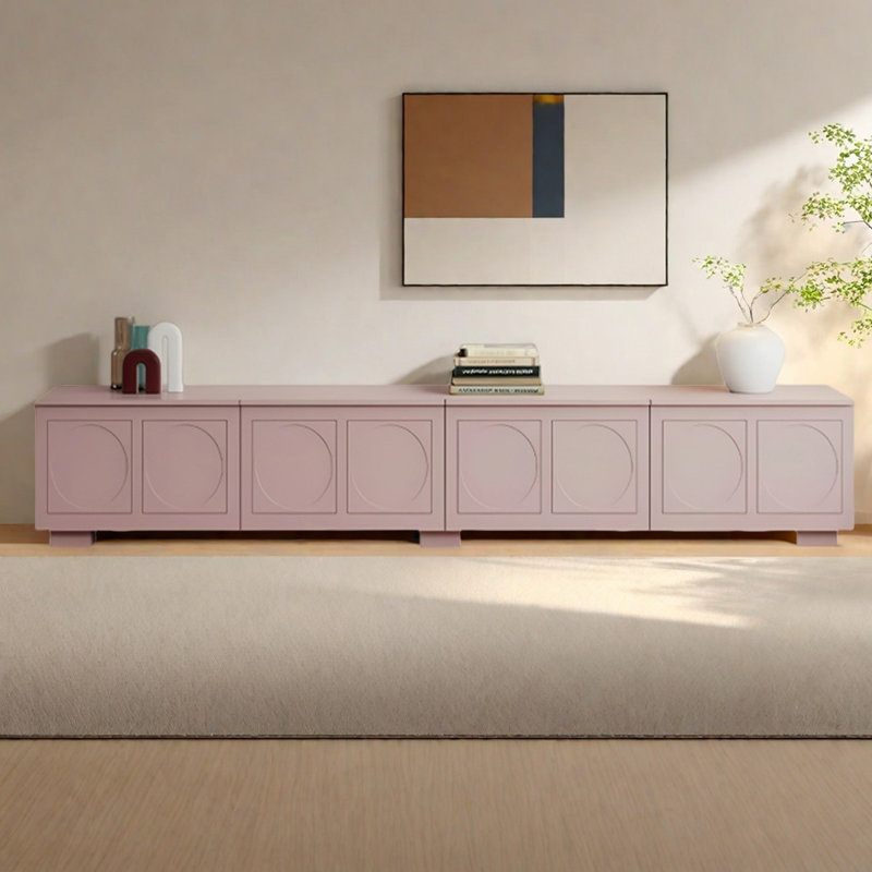 Meuble télé en bois de style français rétro, H 17,71 po x L 94,48 po x l 16,93 po, Rose