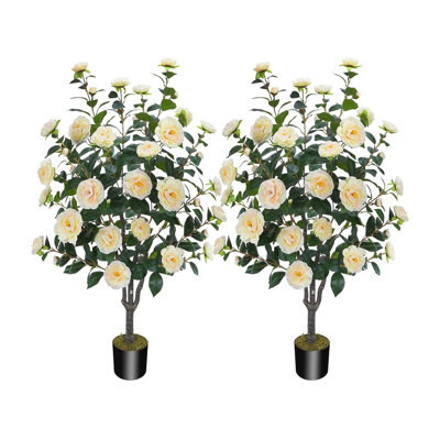 3.6FT Artificial Camellia Fake Tree, Artificial Plants & Flowers
