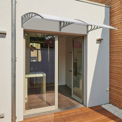 HT-200 X 100 Household Application Door & Window Rain Cover Eaves Canopy Silver & Gray Bracket