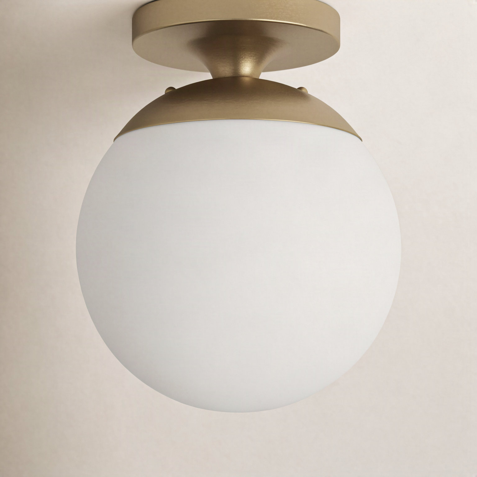 Meri Single Light Glass Semi Flush Mount, No, Satin Brass, White