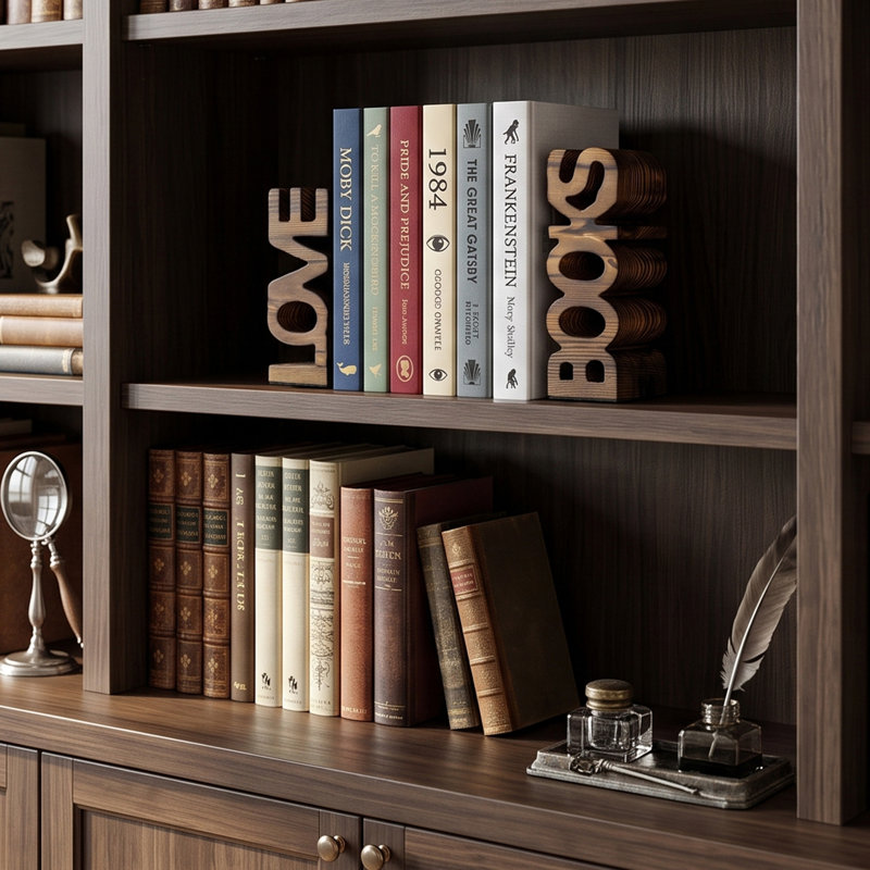 Serre-livres décoratifs en bois