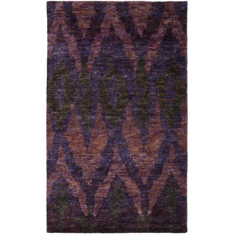 Central Jefferson Rectangle Ikat Wool Hand Woven Area Rug, Rectangle 152 x 244 cm