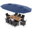 Ensemble de 11 chaises de patio en osier avec parasol double face et 8 chaises empilables-240306076-240306073