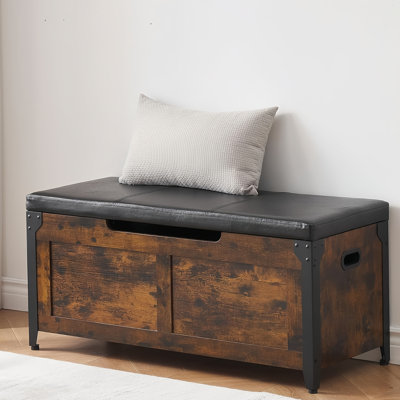 Gaomon Wood Storage Chest – A Multi-functional Storage Bench With Seating And 2 Safety Hinges, Ideal For Entryways. This Farmhouse-style Chest Trunk In Retro Brown Is Perfect For Bedrooms And Living Rooms.
