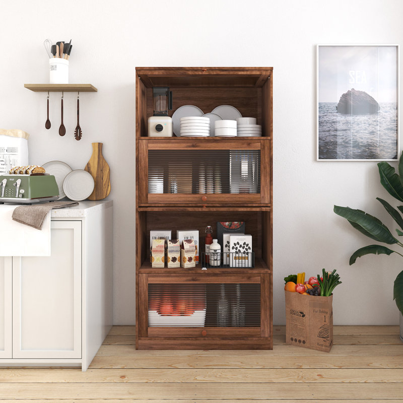 Bibliothèque avec 4 tablettes et rangement fermé à l'arrière