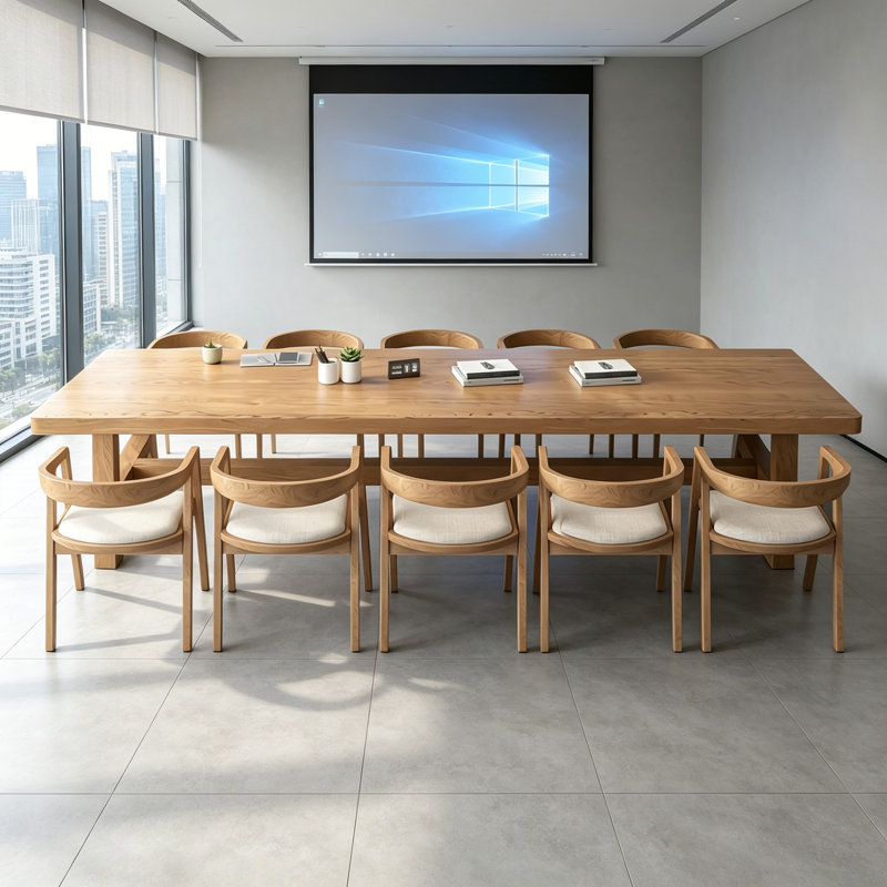 Tables de conférence simples en bois massif, H 29,5 po x L 126 po x P 47,2 po