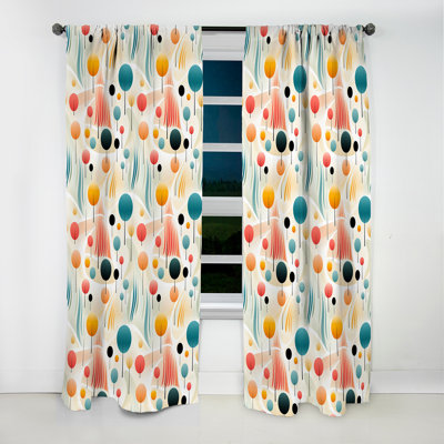 Modern Zen Iv - Abstract Geometric Curtain - Velvet Room Darkening - 1 Panel