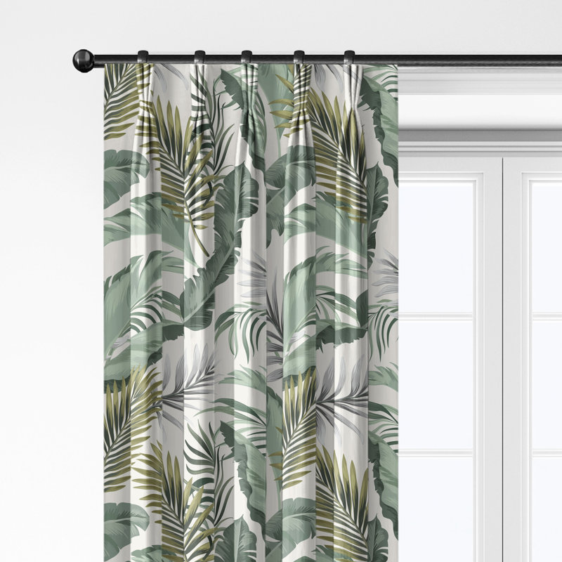 Ensemble de 2 panneaux de rideaux en coton Frondosa Seagrass, L 40 po x L 96 po