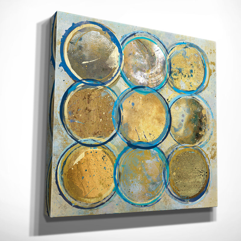 « indigo gold » par carol robinson, reproduction d’art sur toile tendue, H 24 po x l 24 po x P 1,5 po