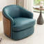 Faux Leather Swivel Barrel Chair-533347388