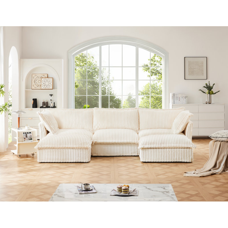 Canapé, repose-pieds en chenille, Bleu incorrect, 4, H 34,6 po x l 55 po x P 146,4 po