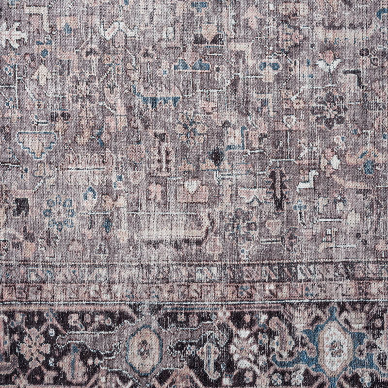 Kulas Oriental Machine Washable Gray Area Rug, Rectangle 6'6" x 9'2"