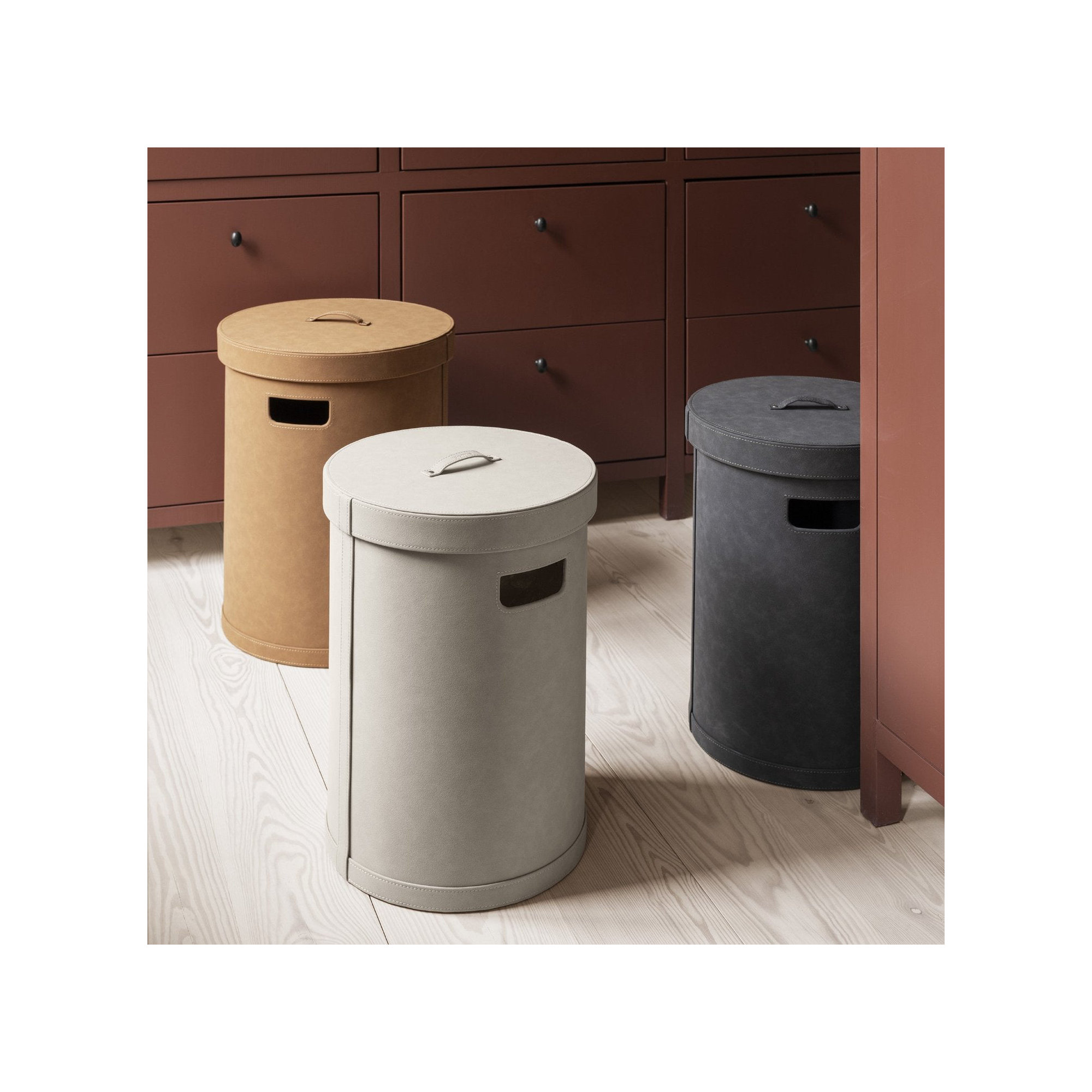 SAHLA Leather / Faux Leather Storage Bin, Tan, 71.2