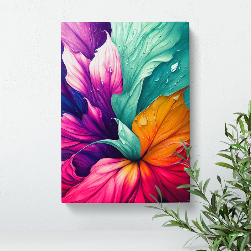 Vibrant Flowers No.8 - Wall Art, Wrapped Canvas, 50cm H x 35cm W, No Matte