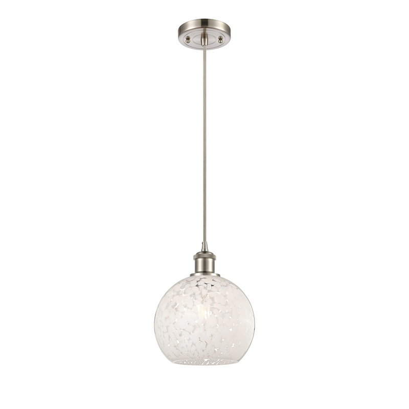 Luminaire suspendu 1 lumière Nathalie, H 10 po x l 8 po x P 8 po, Nickel satiné brossé