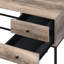 Modern Rustic Office Desk With 4 Storage - Oak And Black Port Charging Metal Sled Base For Stability