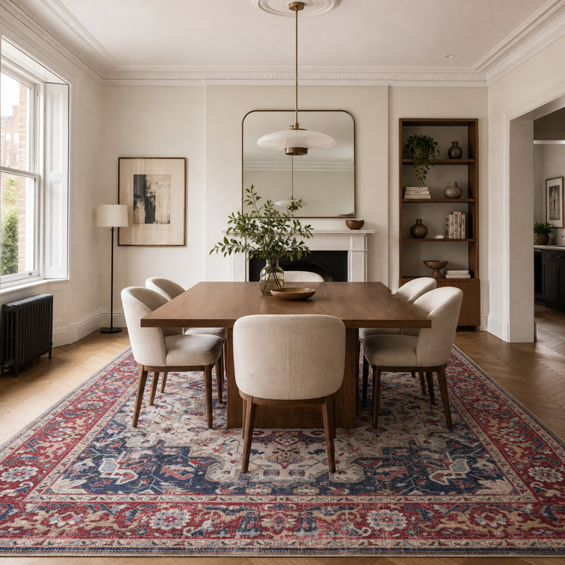 Vintage Look Cotton and Chenille Flatweave Area Rug, 160 cm round