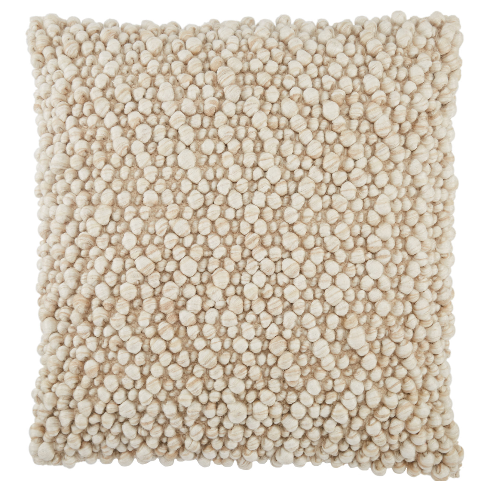 Upson Embroidered Wool Throw Pillow, Down, Beige