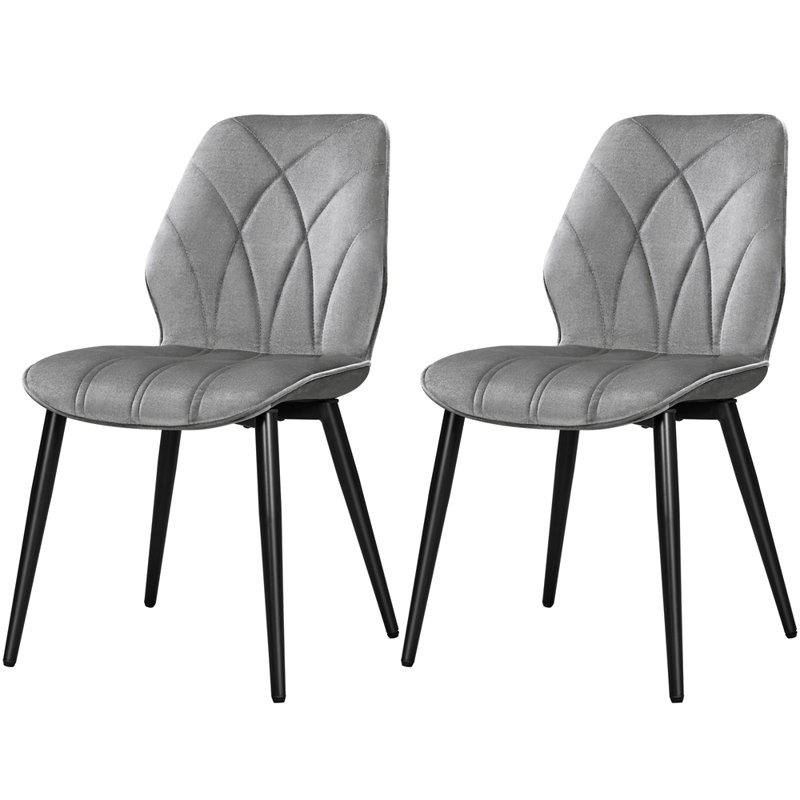 82cm H Upholstered Dining Chair Side Chair, Velvet/Light Grey