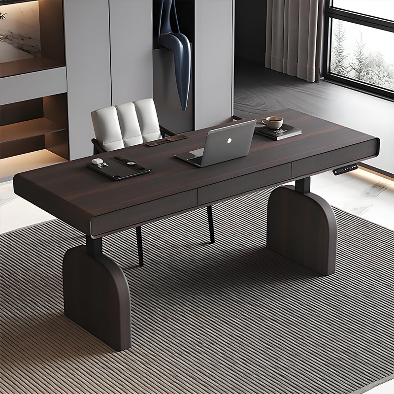 Bureau électrique 62,99 "Burlywood, H 53,94 po x l 62,99 po x P 25,59 po