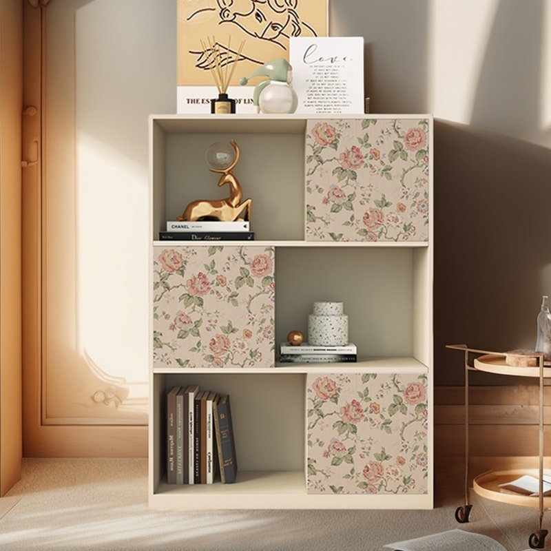 Modern magazine cabinet Wooden bookcase, Ivory White
