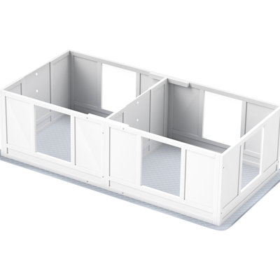Whelping Box For Puppies, Waterproof Mat, Transparent Panels, Adjustable Entrance, Two Rooms, Non-slip Base, Small Dogs, 19" Height