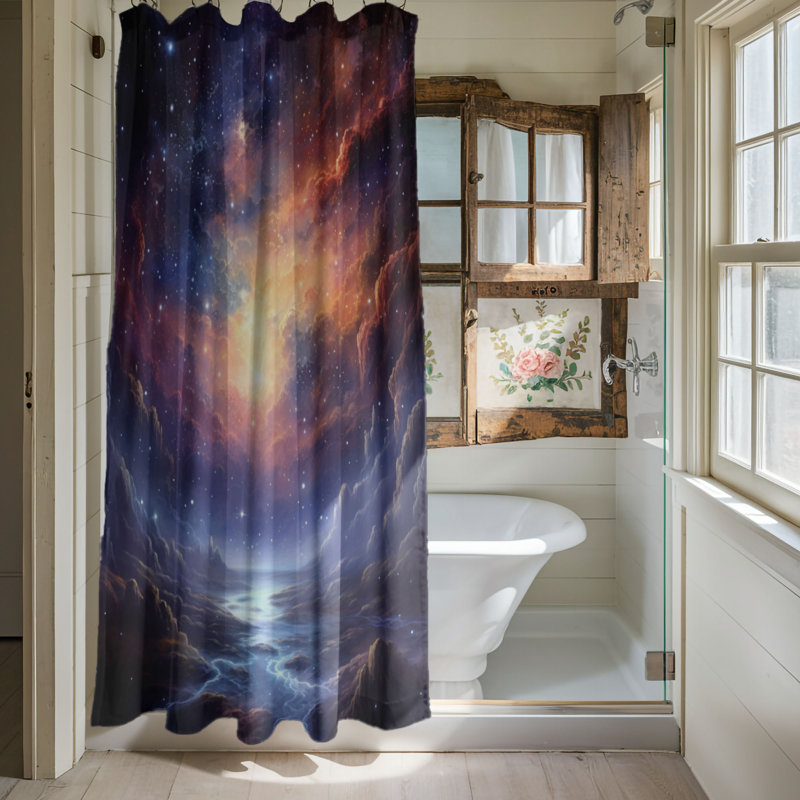 Rideau de douche 1 pièce Cosmic Night, H 74 po x l 71 po