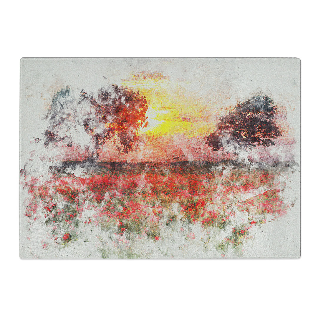 Tempered Glass Poppy Meadow Chopping Board