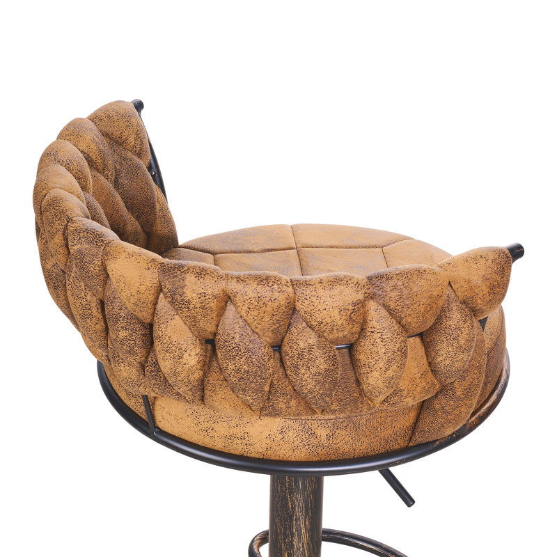 Ensemble de 2 tabourets de bar George avec dossier rembourré en velours tissé, tabourets de comptoir réglables en hauteur, tabourets de cuisine pivotants pour îlot de cuisine, bar, blanc