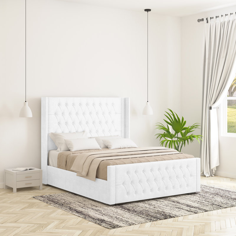 Raoul Upholstered Bed Frame, White, Single (3')
