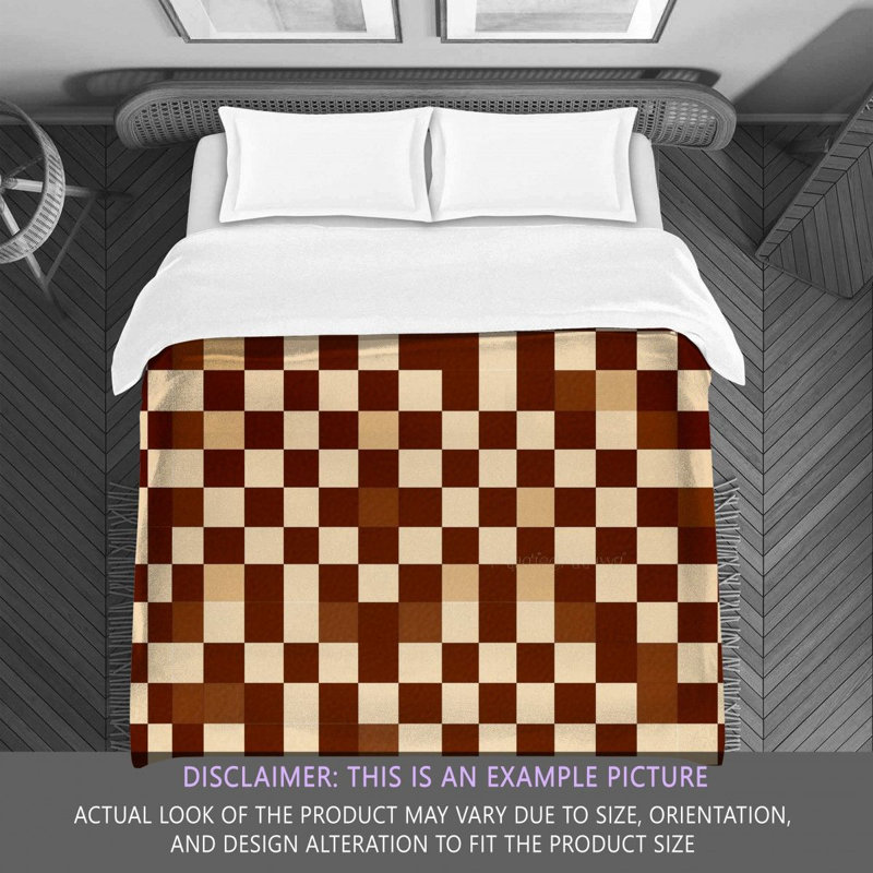 Machine Printed Comforter, Queen Comforter, Brown/White Checkered