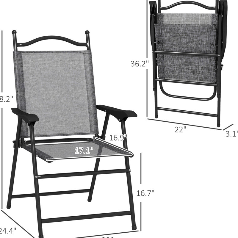 Chaises pliantes grises pour camping et patio, respirantes, de 4 chaises Zero Gravity avec table, filet portatif et respirant, gris, 2