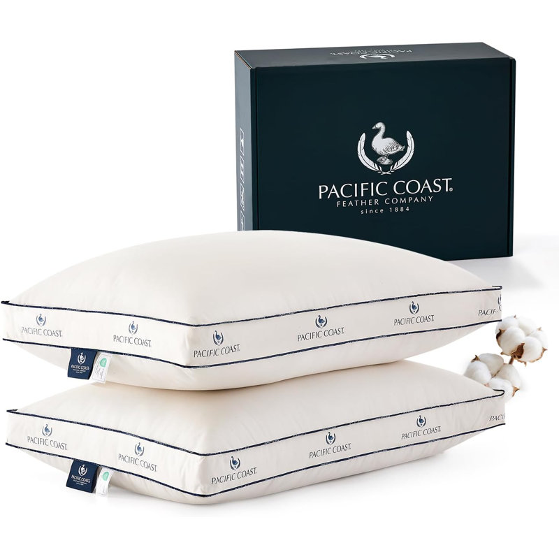 Coussins en plumes et duvet d'oie Pacific Coast, housse 100% coton biologique (taille standard, paquet de 2), 2, Standard