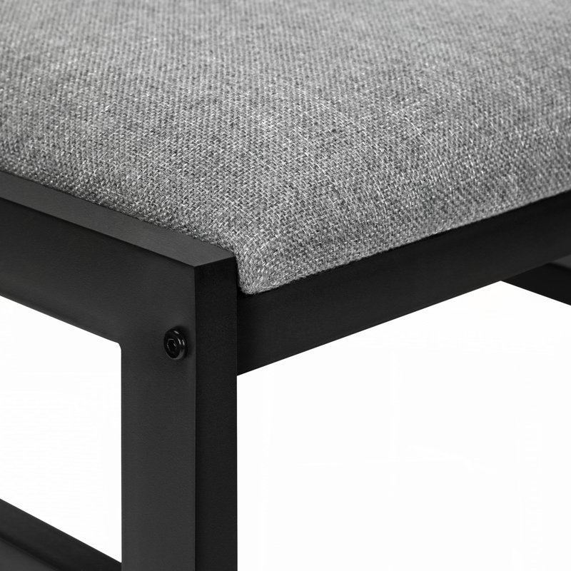 Ensemble de table de salle à manger, ensemble de 3 pièces, petit, abattant 35 po, cuisine, métal noir, stratifié gris, contemporain, moderne