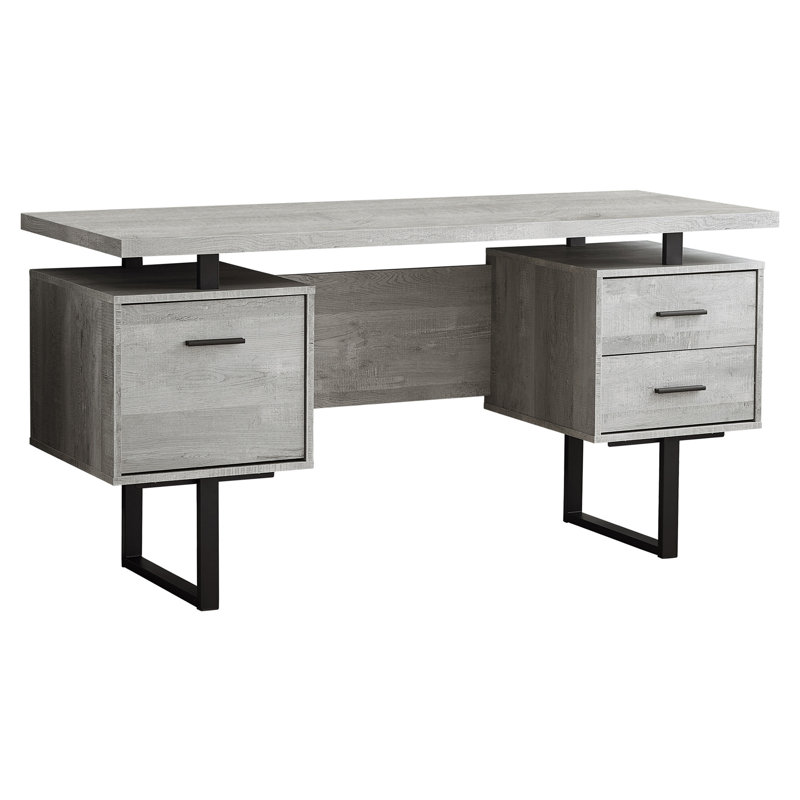 Bureau d'ordinateur 60 "gris et noir avec trois tiroirs 60"