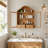 Solid Wood Wall Cabinet with Elegant Wave-723303144