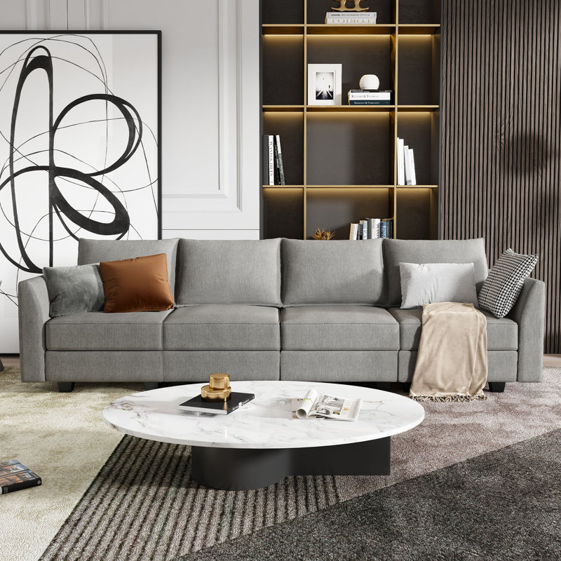 Nikitas 4-Seater Modular Sofa Couch, Gray Polyester
