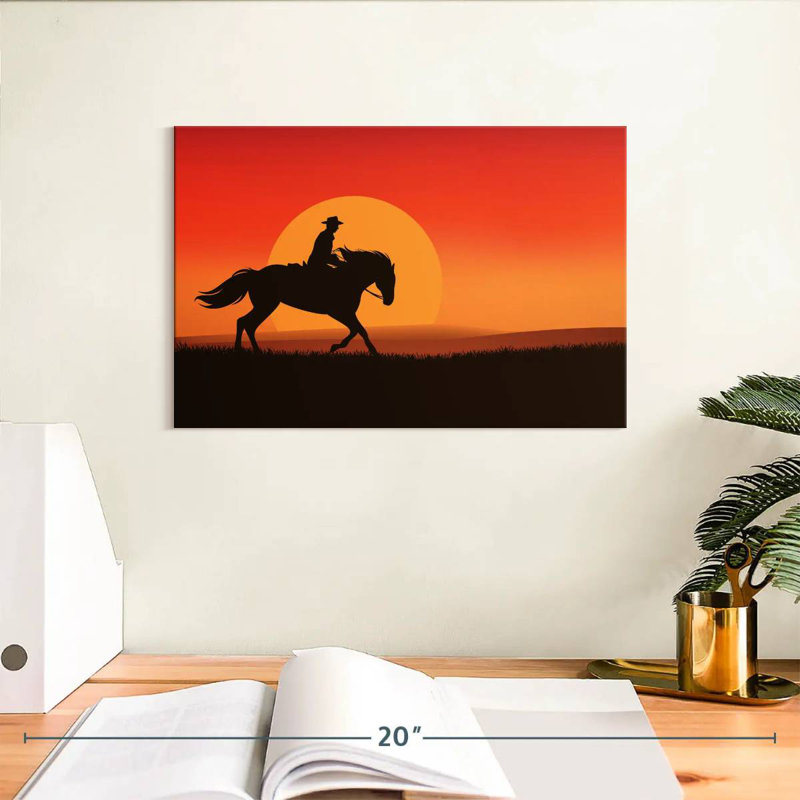 Silhouette de cowboy Lelar Sunset, H 8 po x l 12 po