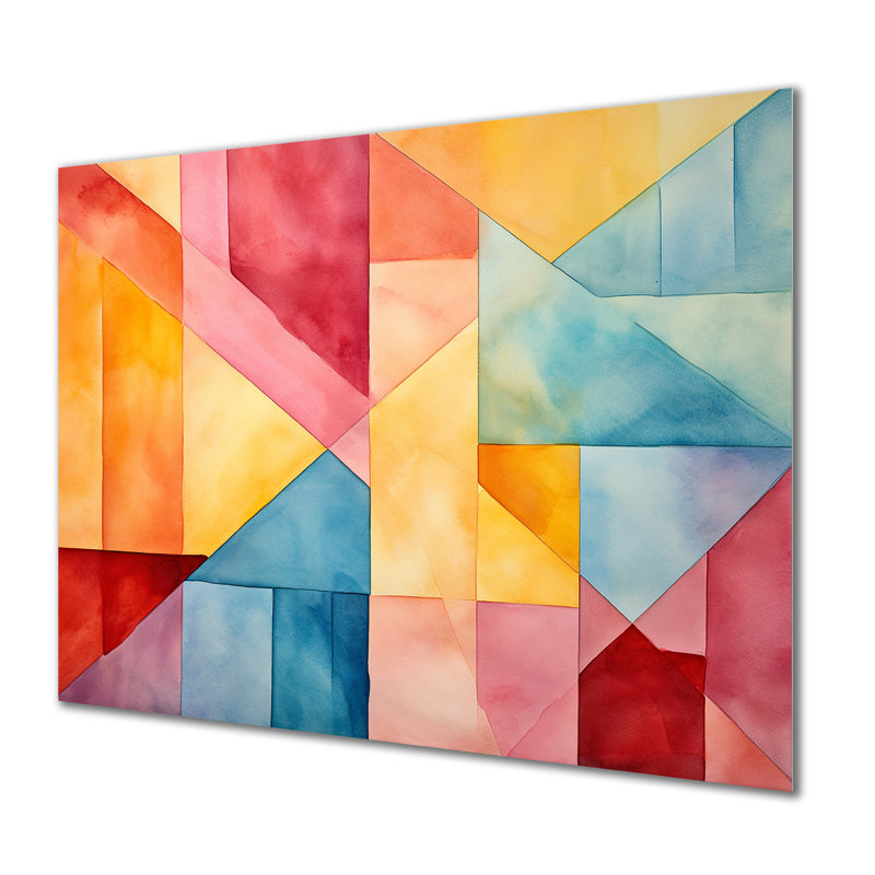 Couleurs pastel contrastant avec composition géométrique II - art mural géométrique en métal MT137616