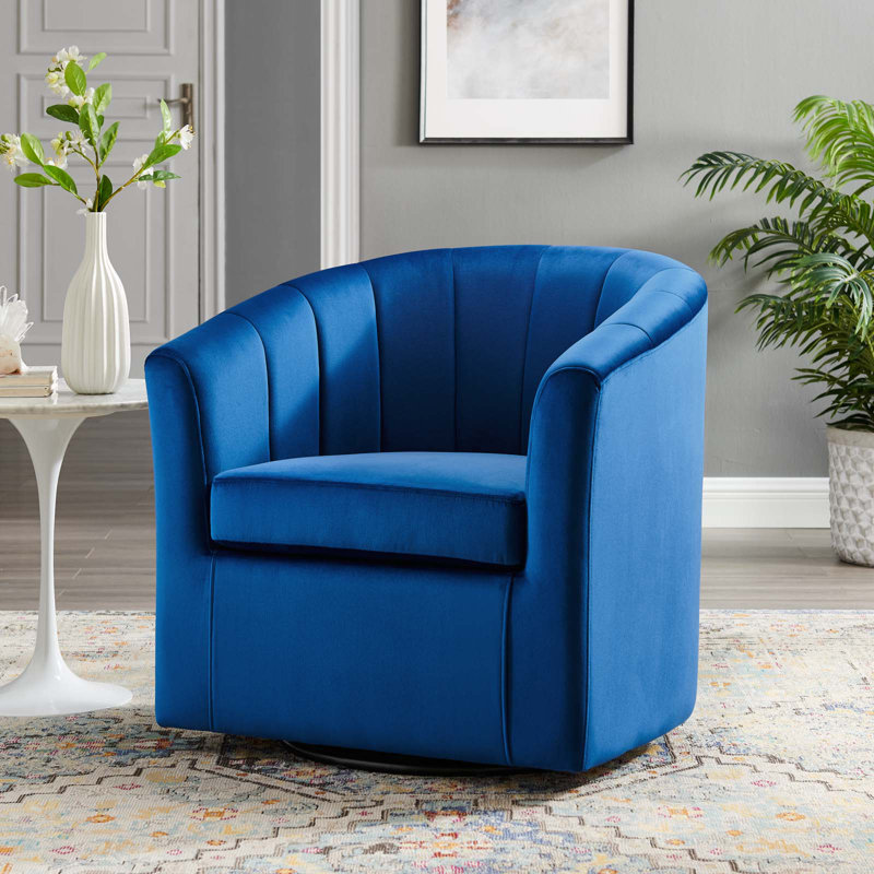 Modway Prospect Performance Velvet Swivel Armchair, Navy Velvet
