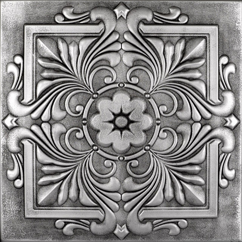 Carreau de plafond en polystyrène 1,6 pi x 1,6 pi Victorian, Argent antique