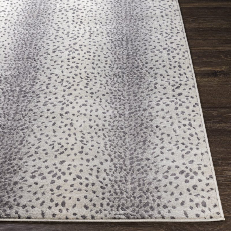 Tapis gris anthracite / crème tissé à la machine Angelien, Rectangle 5 pi 3 po x 7 pi 1 po
