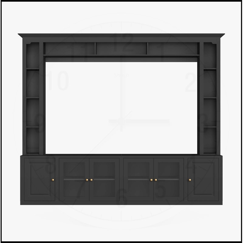 4-Piece Entertainment Center Wall Unit with Bookshelves, All-in-1 Large TV Stand with Tempered Glass Doors for TVs Up to 80 Inches, 92-Inch Media Console with Adjustable Shelves