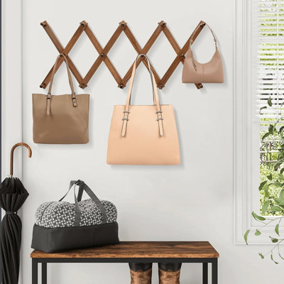 Gracie Oaks Accordion Wall Hanger, Hat Rack For Wall, Wood